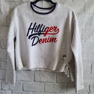 Tommy Hilfiger Gray Logo Cropped Sweatshirt NWT SZ S